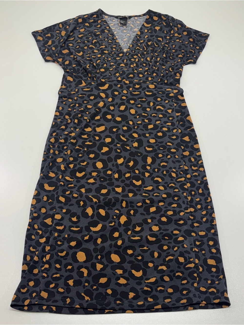 H&M MAMA Leopard Print Faux Wrap Maternity Midi Dress Small